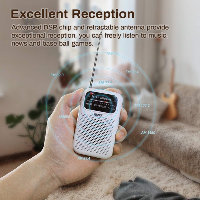 PRUNUS J-777 Pocket Radios Portable AM FM Small Personal Radio with Best Reception, AAA Battery Operated Transistor Radio with Headphone & Speaker for Walk/Jogging/Camping,Christmas Stocking Stuffers - Image 3